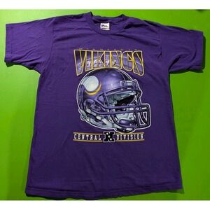 Vintage Pro Player NFL Minnesota Vikings T Shirt Purple Large USA Made SS Tee